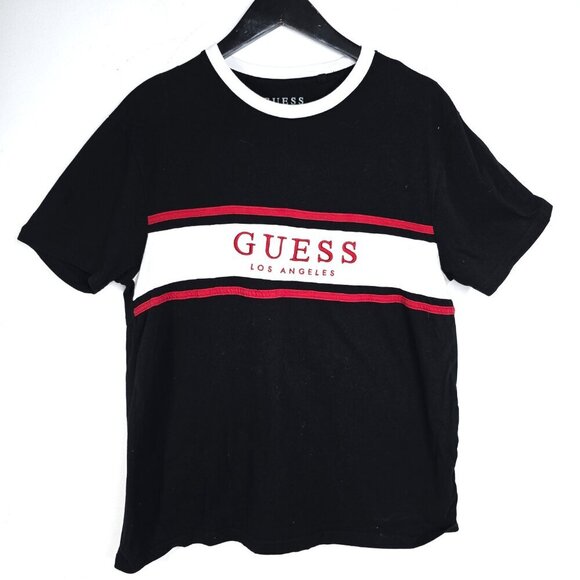 VTG Y2K GUESS Embroidered Black Red Shirt - Picture 1 of 6